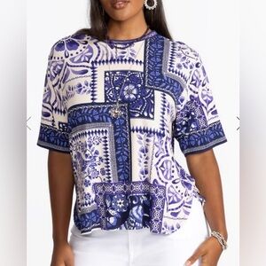 NWT Johnny Was Janie Favorite Cropped Tee Boho Plus 3X